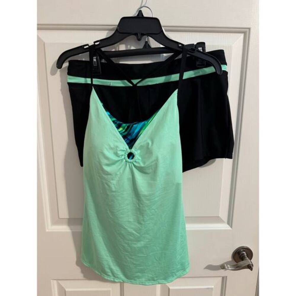 ZeroXposure New 2pc Solid Scuba Tankini Shorts Swim Set Edamame Green Size L